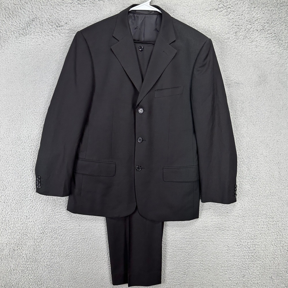 Giorgio Armani Mens 2 Piece Suit‎ Pants 38R 32X28 Black 3 Button Wool Silk Blend
